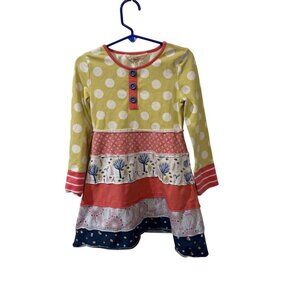 Matilda Jane Girls Long Sleeve Tunic Dress Polka Dot & Floral Patchwork